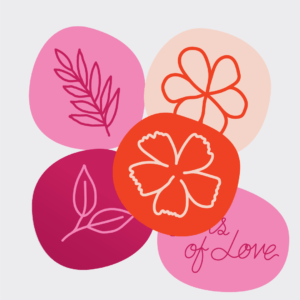 custom brand design-floral stickers in pink and peach shades on a white background